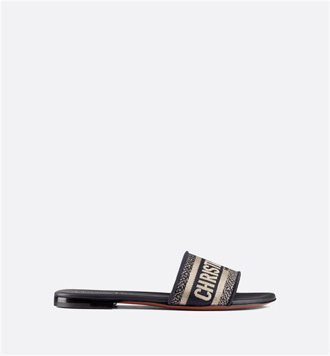 women dior dway slide deep blue embroidered cotton|Dior dway slides.